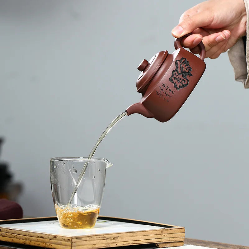 Handmade Purple Clay Teapot for Puer Green and Black, Yixing Zisha Tea Pot, Kung-Fu Teaware