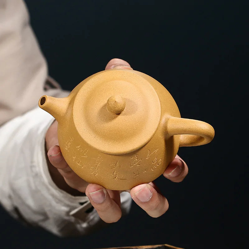 Handmade Purple Clay Teapot with Jade Pillar, Zisha Teapot, Gold-section,  Yixing Handmade Pot, Kung-Fu Teaware