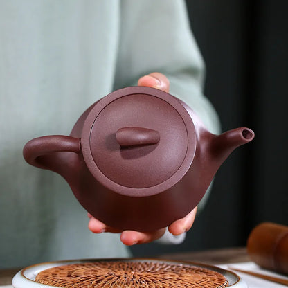Handmade Purple Mud Curling Pot, Yixing Handmade Pot, Kung-Fu Teaware, Purple Clay Drinkware for Puer Green and Black Chinese Te