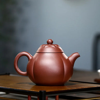 Handmade Purple Mud Tips and Watermelon Pot Zisha Teapot, Handmade Pot, Kung-Fu Teaware, Purple Clay Drinkware for Puer Green an