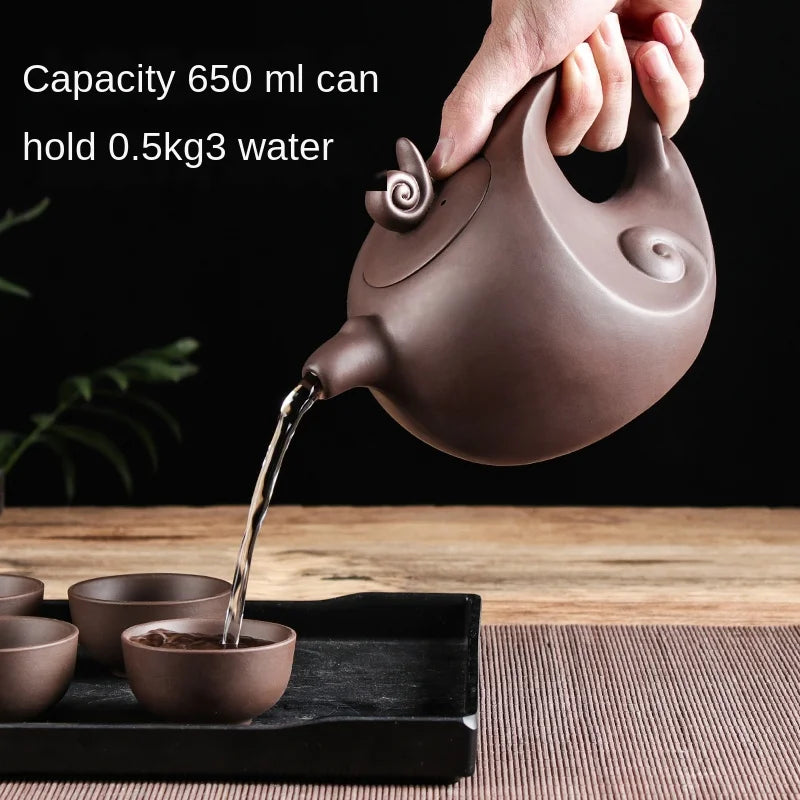 Handmade Purple Sand Teapot, Large Capacity, Chinese Teaware, Yixing Zisha Zhu Clay Ball Filter, Bubble Teapot, Moon Pot
