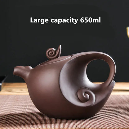 Handmade Purple Sand Teapot, Large Capacity, Chinese Teaware, Yixing Zisha Zhu Clay Ball Filter, Bubble Teapot, Moon Pot