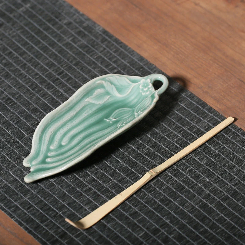 Handmade Relief Buddha's-hand Tea Scoop Creative Celadon Chahe Shovel Household Awakening Tea Ladle Tea Services Ornaments