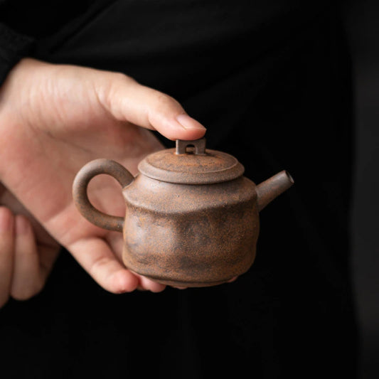 Handmade Rock Auspicious Clouds Hand Grasp Teapot Japanese Ceramic Small Single Tea Making Pot Tea Infuser Cha Hai
