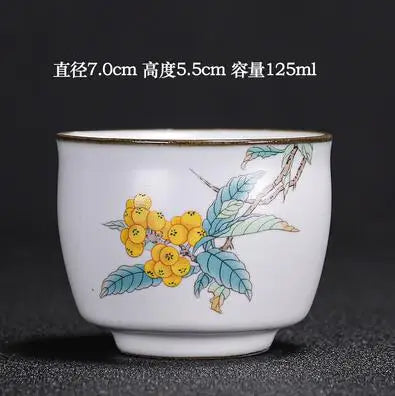 Handmade Ru Kiln Tea Cup, Single Cup, Master Cup, Can Raise Open Piece, Kungfu Tea Cup, Household, Large Tea Bowl, 2Pcs Pack