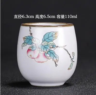 Handmade Ru Kiln Tea Cup, Single Cup, Master Cup, Can Raise Open Piece, Kungfu Tea Cup, Household, Large Tea Bowl, 2Pcs Pack