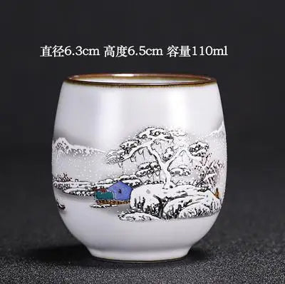 Handmade Ru Kiln Tea Cup, Single Cup, Master Cup, Can Raise Open Piece, Kungfu Tea Cup, Household, Large Tea Bowl, 2Pcs Pack