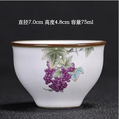 Handmade Ru Kiln Tea Cup, Single Cup, Master Cup, Can Raise Open Piece, Kungfu Tea Cup, Household, Large Tea Bowl, 2Pcs Pack
