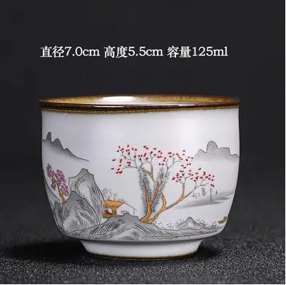 Handmade Ru Kiln Tea Cup, Single Cup, Master Cup, Can Raise Open Piece, Kungfu Tea Cup, Household, Large Tea Bowl, 2Pcs Pack