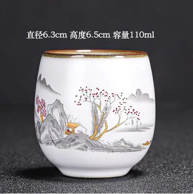 Handmade Ru Kiln Tea Cup, Single Cup, Master Cup, Can Raise Open Piece, Kungfu Tea Cup, Household, Large Tea Bowl, 2Pcs Pack