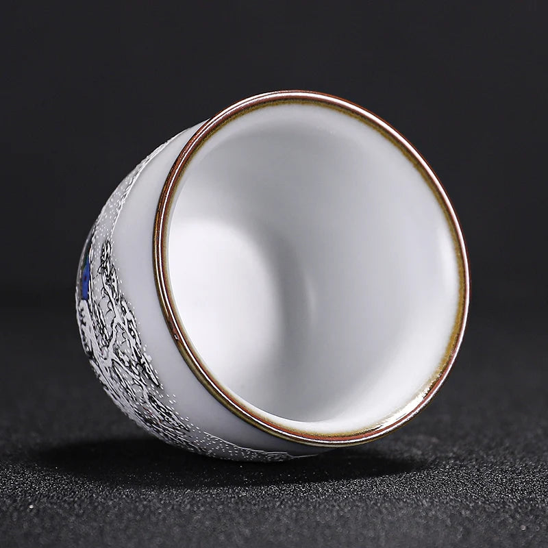 Handmade Ru Kiln Tea Cup, Single Cup, Master Cup, Can Raise Open Piece, Kungfu Tea Cup, Household, Large Tea Bowl, 2Pcs Pack