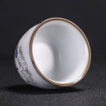 Handmade Ru Kiln Tea Cup, Single Cup, Master Cup, Can Raise Open Piece, Kungfu Tea Cup, Household, Large Tea Bowl, 2Pcs Pack