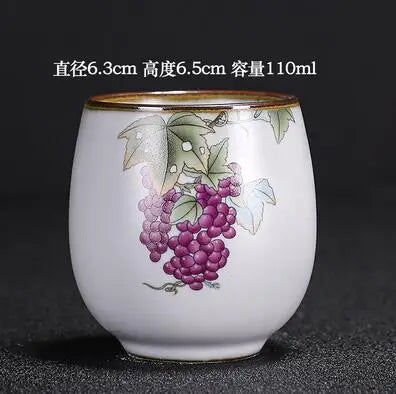 Handmade Ru Kiln Tea Cup, Single Cup, Master Cup, Can Raise Open Piece, Kungfu Tea Cup, Household, Large Tea Bowl, 2Pcs Pack