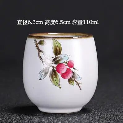 Handmade Ru Kiln Tea Cup, Single Cup, Master Cup, Can Raise Open Piece, Kungfu Tea Cup, Household, Large Tea Bowl, 2Pcs Pack