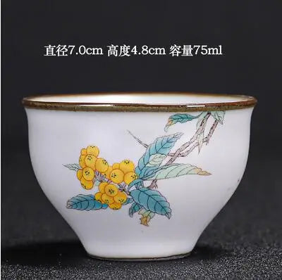 Handmade Ru Kiln Tea Cup, Single Cup, Master Cup, Can Raise Open Piece, Kungfu Tea Cup, Household, Large Tea Bowl, 2Pcs Pack