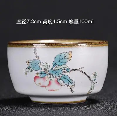 Handmade Ru Kiln Tea Cup, Single Cup, Master Cup, Can Raise Open Piece, Kungfu Tea Cup, Household, Large Tea Bowl, 2Pcs Pack