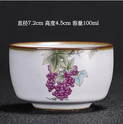 Handmade Ru Kiln Tea Cup, Single Cup, Master Cup, Can Raise Open Piece, Kungfu Tea Cup, Household, Large Tea Bowl, 2Pcs Pack