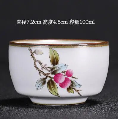 Handmade Ru Kiln Tea Cup, Single Cup, Master Cup, Can Raise Open Piece, Kungfu Tea Cup, Household, Large Tea Bowl, 2Pcs Pack