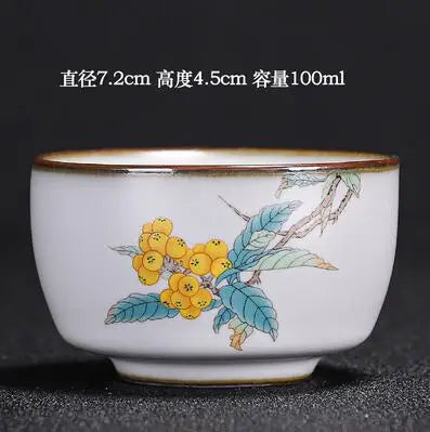 Handmade Ru Kiln Tea Cup, Single Cup, Master Cup, Can Raise Open Piece, Kungfu Tea Cup, Household, Large Tea Bowl, 2Pcs Pack