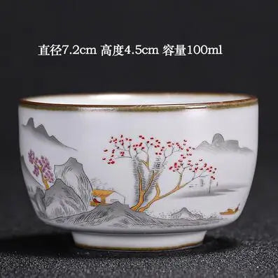 Handmade Ru Kiln Tea Cup, Single Cup, Master Cup, Can Raise Open Piece, Kungfu Tea Cup, Household, Large Tea Bowl, 2Pcs Pack