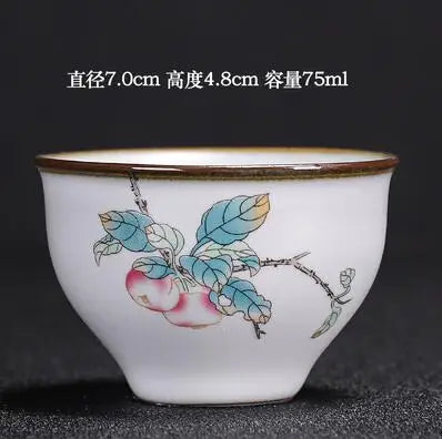 Handmade Ru Kiln Tea Cup, Single Cup, Master Cup, Can Raise Open Piece, Kungfu Tea Cup, Household, Large Tea Bowl, 2Pcs Pack