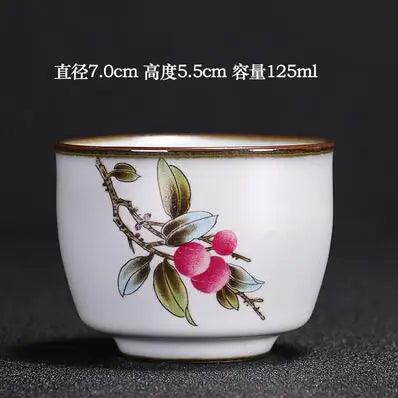 Handmade Ru Kiln Tea Cup, Single Cup, Master Cup, Can Raise Open Piece, Kungfu Tea Cup, Household, Large Tea Bowl, 2Pcs Pack