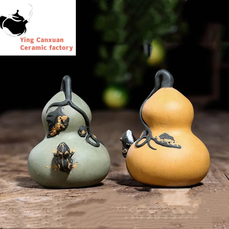 Handmade Sculpture Simulation Fruit Watermelon Model Ornaments Yixing Purple Clay Tea Pet Crafts Chinese Tea Set Decoration Art