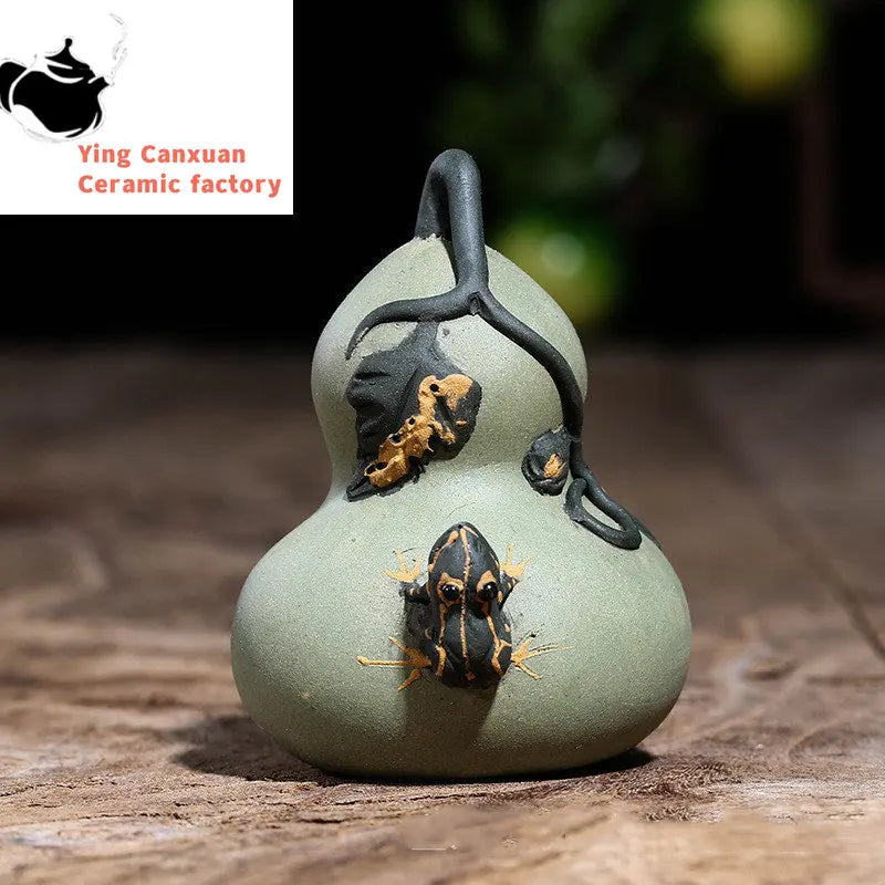 Handmade Sculpture Simulation Fruit Watermelon Model Ornaments Yixing Purple Clay Tea Pet Crafts Chinese Tea Set Decoration Art