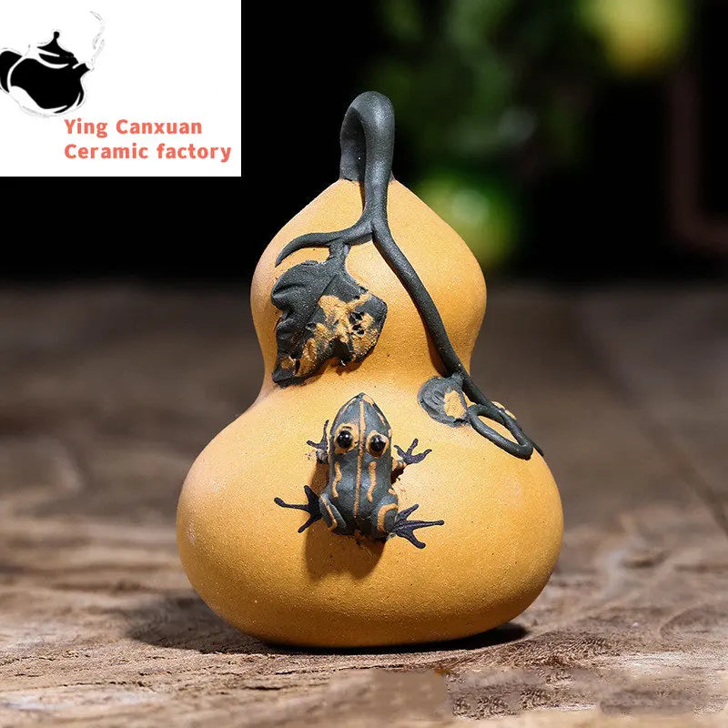 Handmade Sculpture Simulation Fruit Watermelon Model Ornaments Yixing Purple Clay Tea Pet Crafts Chinese Tea Set Decoration Art