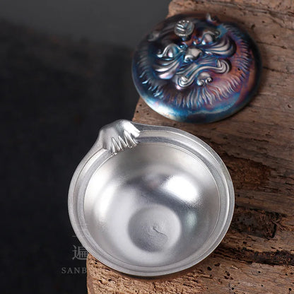 Handmade Silver Gilded Aquarius Pot Tureen Single Stoneware Gaiwan Porcelain Kung Fu Tea Set Tea Brewing Bowl Pot Retro