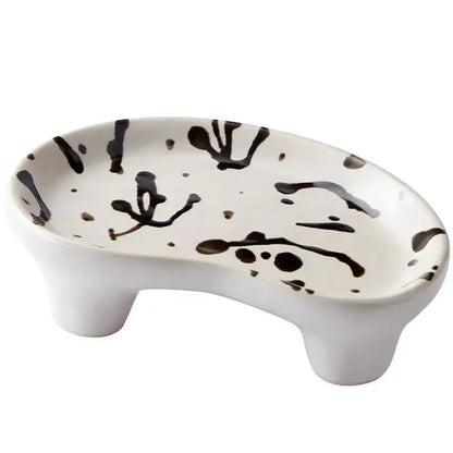 Handmade Small Ceramic Ink Splashing Plate Irregular Shaped Storage Tray Creative Hand-painted Cake Dinner Plate Retro