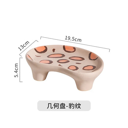 Handmade Small Ceramic Ink Splashing Plate Irregular Shaped Storage Tray Creative Hand-painted Cake Dinner Plate Retro