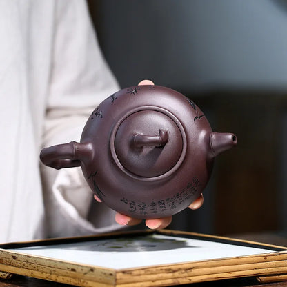 Handmade  Tea Pot, Zisha Teapot, Yixing Handmade Pot, Kung-Fu Teaware, Purple Clay Drinkware for Puer Green and Black Chinese