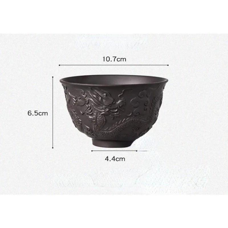 Handmade Tea Set with Chinese Dragon Pattern, Tea Cup, Fully Handmade, Raw Mineral, Single Cup, Purple Sand, 250ml