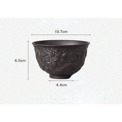 Handmade Tea Set with Chinese Dragon Pattern, Tea Cup, Fully Handmade, Raw Mineral, Single Cup, Purple Sand, 250ml