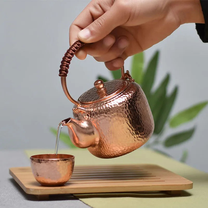 Handmade Teapot Large Copper Coffee Pots Teapot Set Japanese Vintage Tea Teapots Metal Water Kettles Kongfu Tea Set Gift 300ML