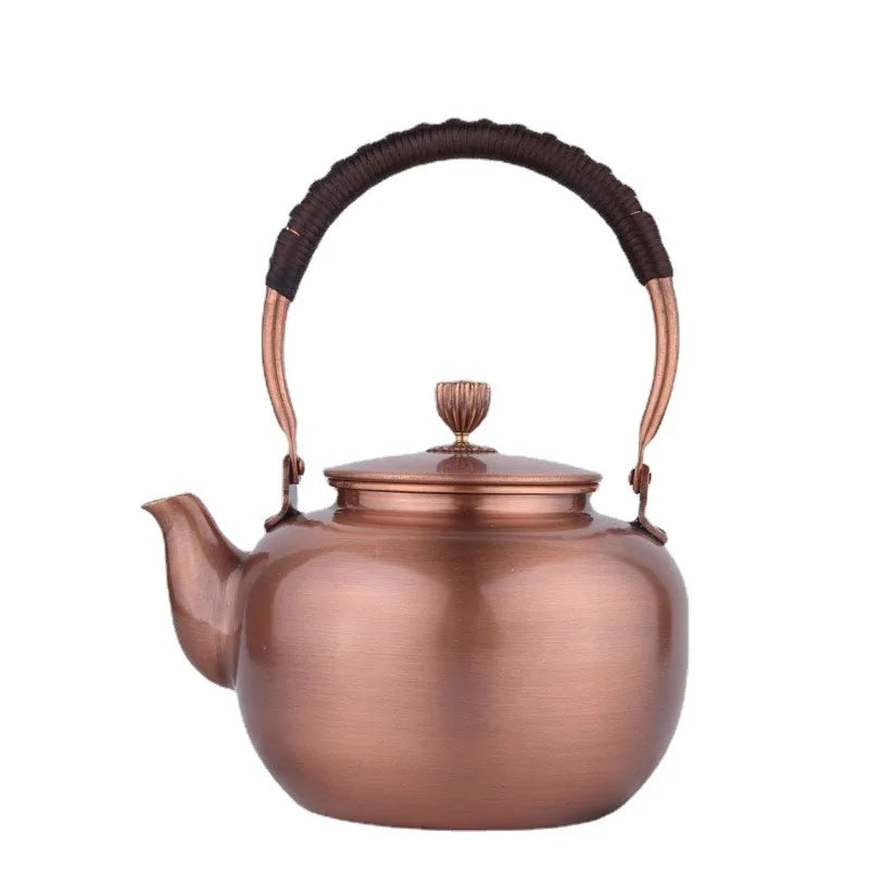 Handmade Teapot Small Tea Kettle Vintage Copper Chinese Teapot Metal Coffee Pot Set with Braided Handle Water Jug Kongfu Tea Set
