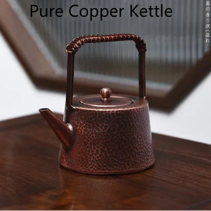 Handmade Teapot Tea Kettle Hammered Craft Pure Copper Teaware 400ML