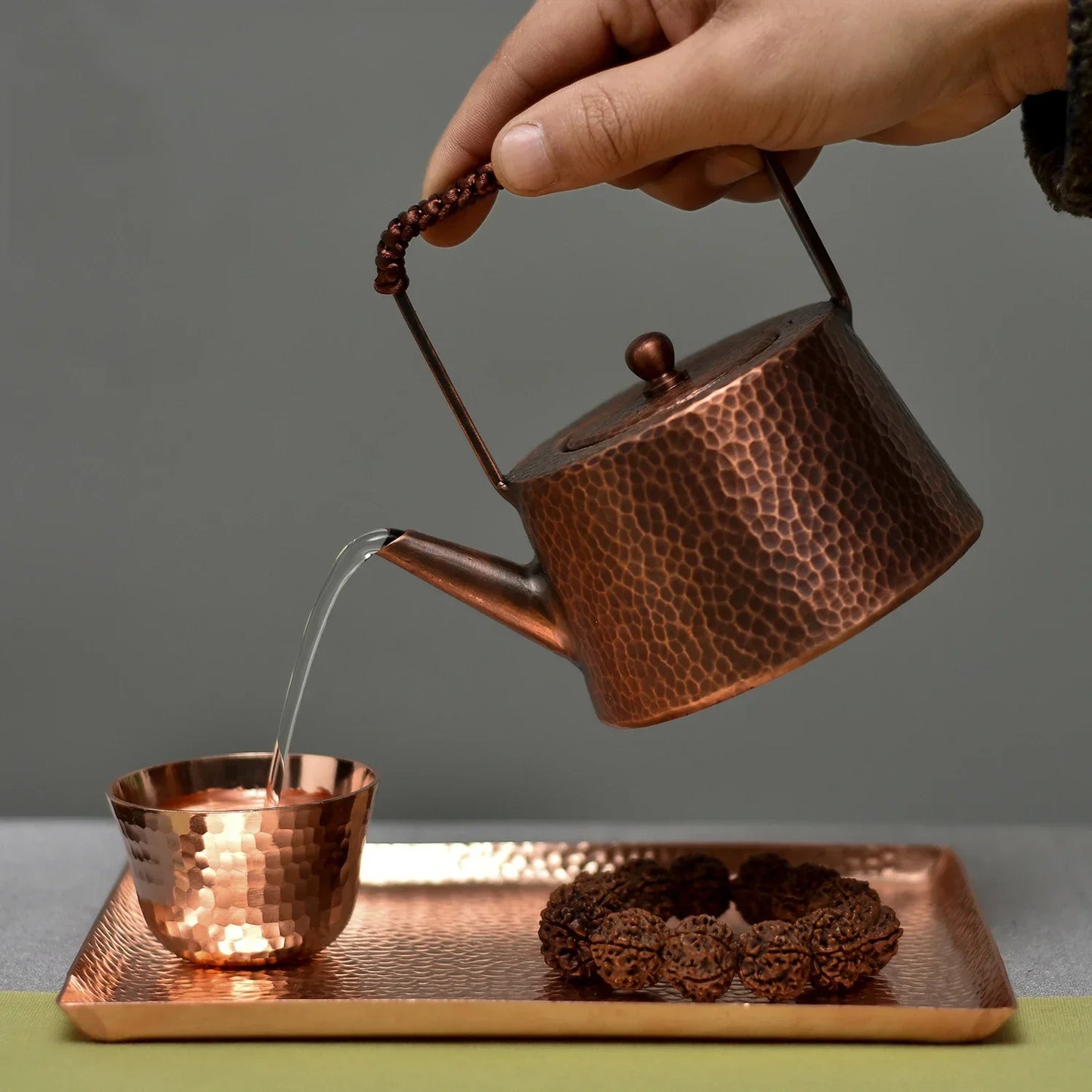 Handmade Teapot Tea Kettle Hammered Craft Pure Copper Teaware 400ML