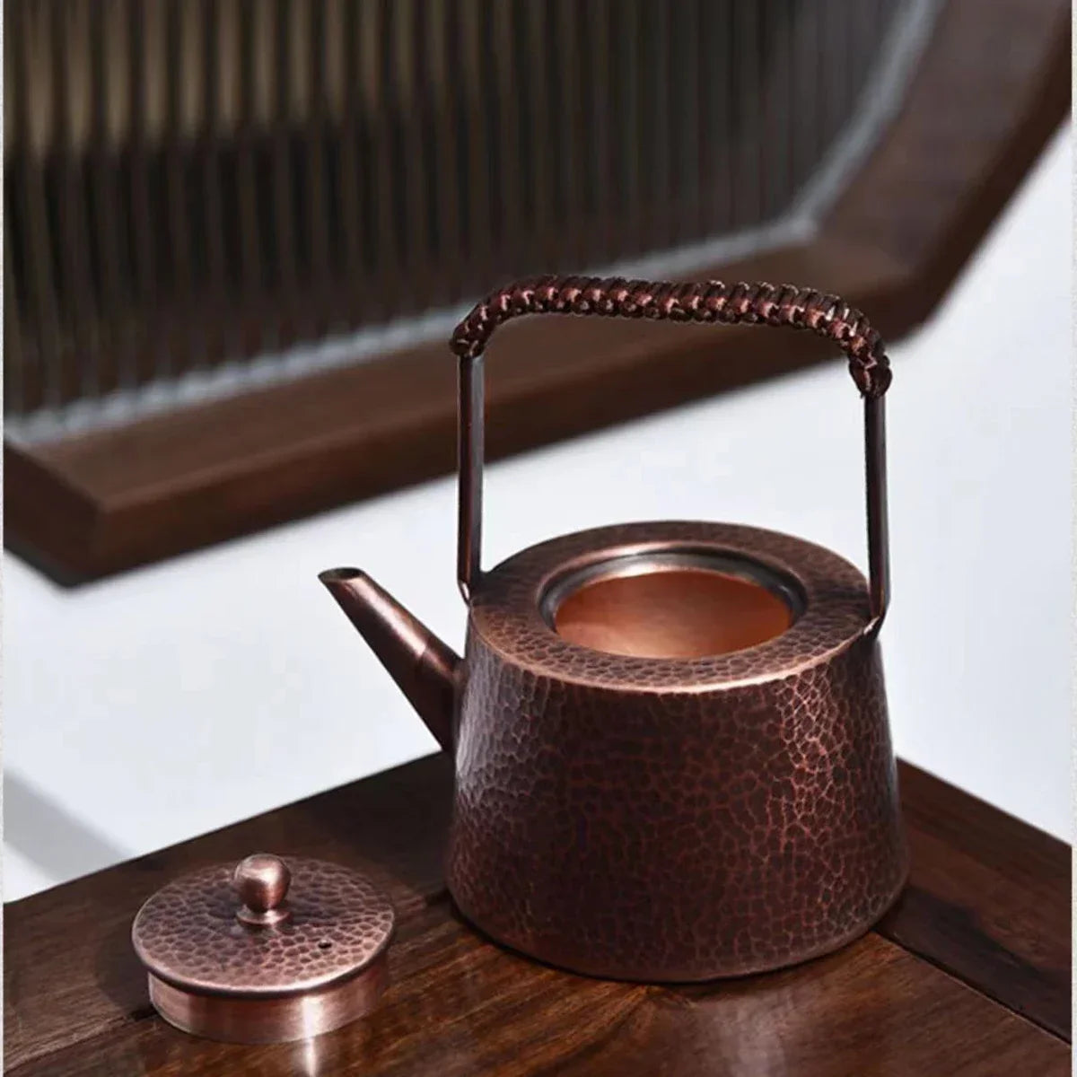Handmade Teapot Tea Kettle Hammered Craft Pure Copper Teaware 400ML