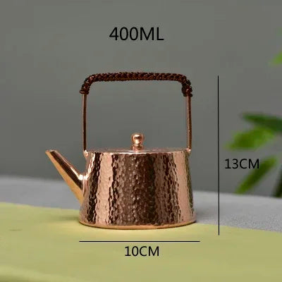 Handmade Teapot Tea Kettle Hammered Craft Pure Copper Teaware 400ML