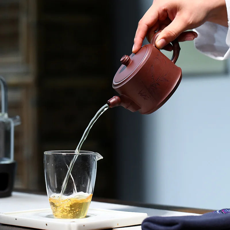 Handmade Teapot for Puer Green and Black, Raw Ore Purple Mud, Handmade Pot, Kung-Fu Teaware, Purple Clay Drinkware