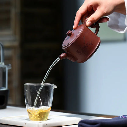 Handmade Teapot for Puer Green and Black, Raw Ore Purple Mud, Handmade Pot, Kung-Fu Teaware, Purple Clay Drinkware