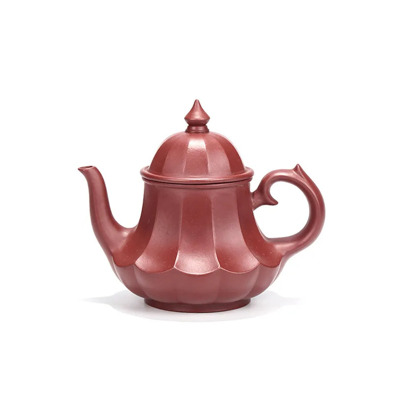 Handmade Tendon Lotus Lamp Teapot, Yixing Handmade Pot, Kung-Fu Teaware, Purple Clay, Drinkware for Puer, Green, Black, Chinese