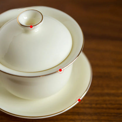 Handmade White Porcelain Tea Maker Household Sancai Gaiwan Tea Ceremony Accessories Boutique Ceramic Tea Bowl with Lid Teacup