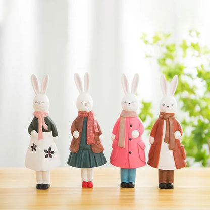 Handmade Woodcarving Princess Rabbit Creative Decoration Home, Living Room, Desktop Decoration, Cute Rabbit Crafts