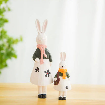 Handmade Woodcarving Princess Rabbit Creative Decoration Home, Living Room, Desktop Decoration, Cute Rabbit Crafts
