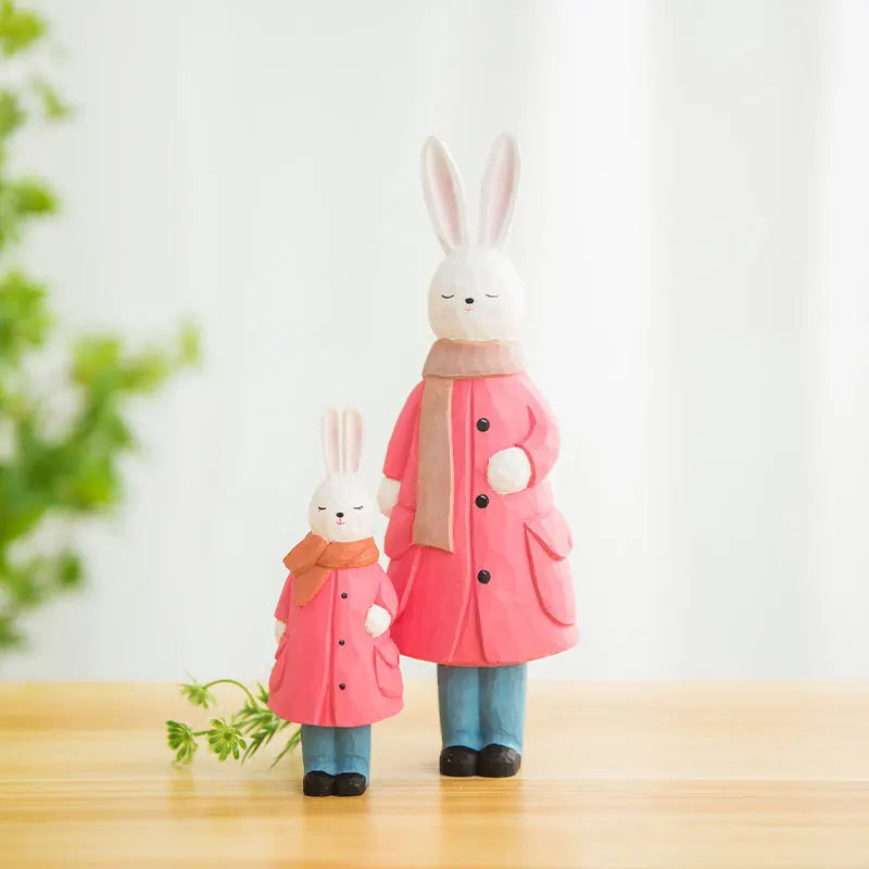 Handmade Woodcarving Princess Rabbit Creative Decoration Home, Living Room, Desktop Decoration, Cute Rabbit Crafts