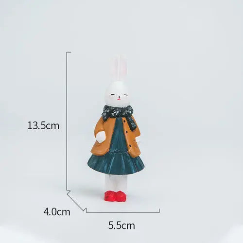 Handmade Woodcarving Princess Rabbit Creative Decoration Home, Living Room, Desktop Decoration, Cute Rabbit Crafts