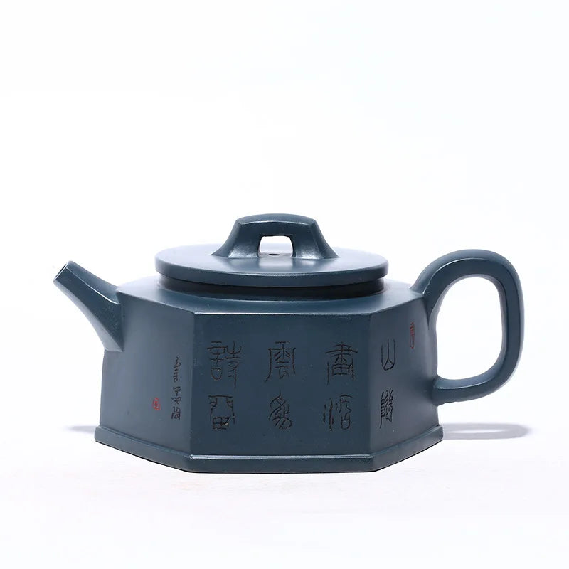 Handmade Yixing Handmade Kung-Fu Teaware, Raw Ore, Rain Mud, Hexagonal Junyu Pot, Purple Clay, Drinkware for Puer Green
